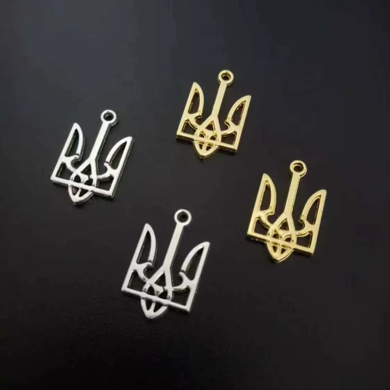 10pcs 25x15mm Alloy National Emblem Of Ukraine Shape Charm Necklace Pendant Jewelry Making Findings