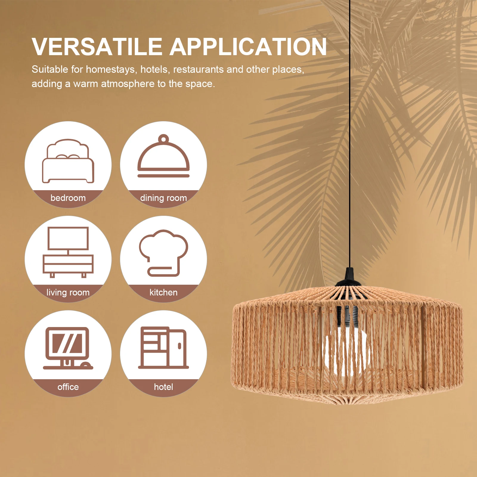 

Paper Rope Woven Lampshade 95x300x145 Vintage Hanging Cover for Bedroom Living Room Restaurant Hotel Decorative Light Shade