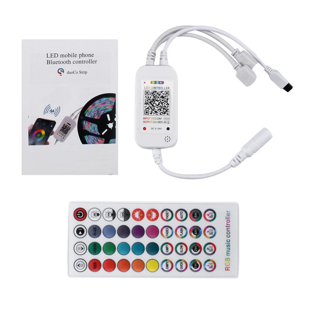 Luzes led controladas por voz com controlador 40 teclas controlador de música sete cores led string inteligente app acessórios de luz