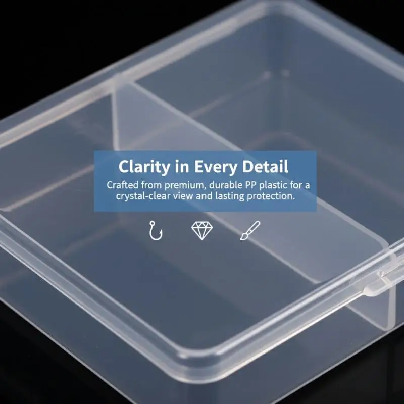 PP Tool Storage Box 5Pcs Clear 2 Compartment Organizer Containers for Jewelry Beads Parts for Office and Craft Rooms