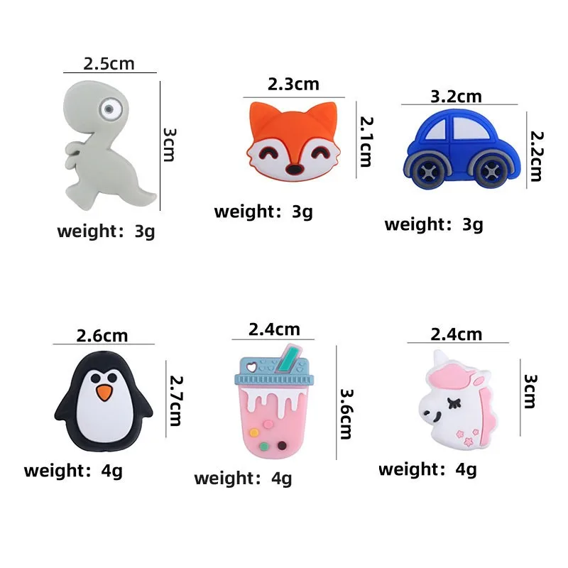 Silicone Ice Cream Cup Baby Teething Toy Beads Set DIY Pacifier Chain Penguin Pendant Chewable Accessory