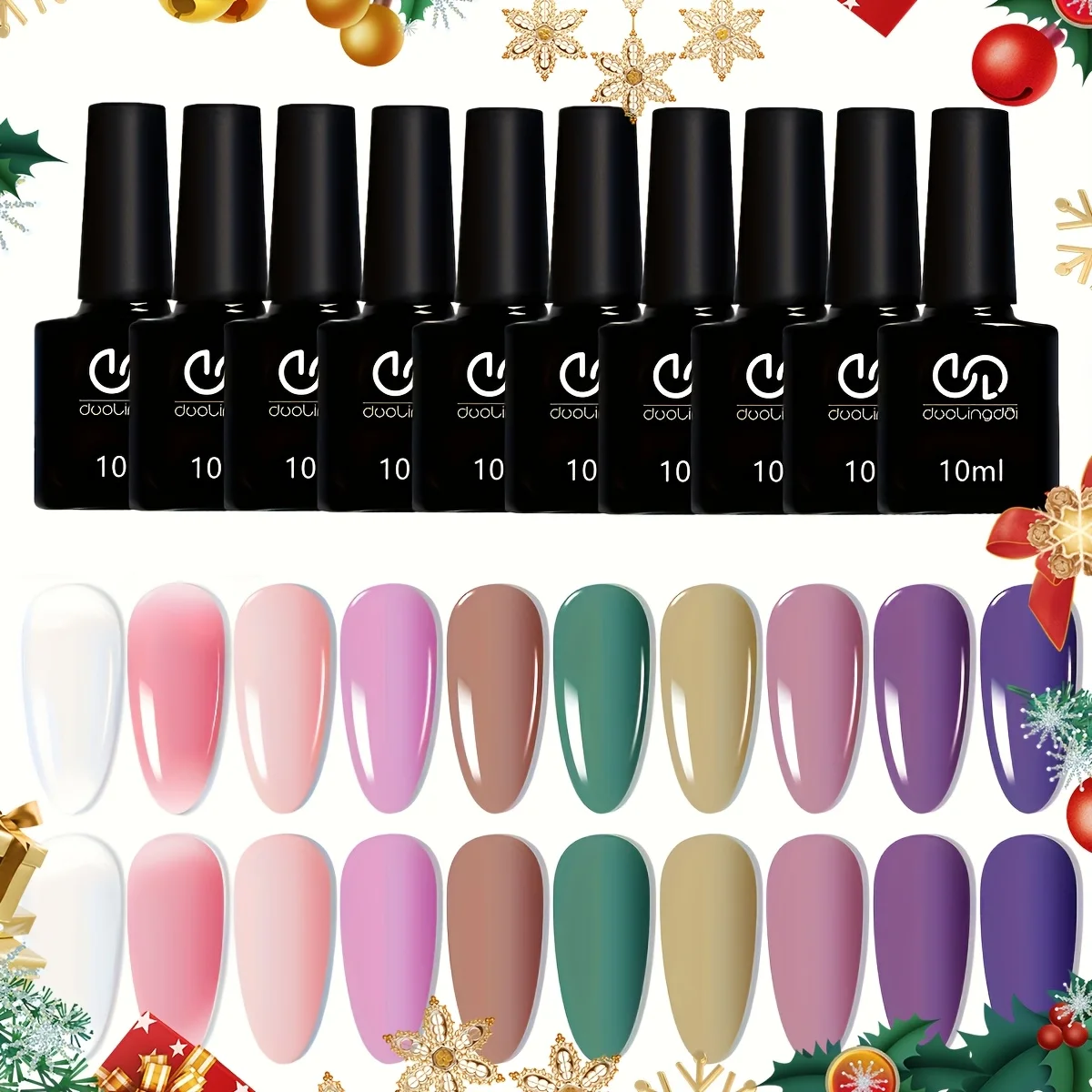 

0.34oz Orange Pink Gel Nail Polish Set with DIY Nail Tips Kit, 10pcs Glitter Gel Polish Color High Gloss Soak Off Nail Manicure