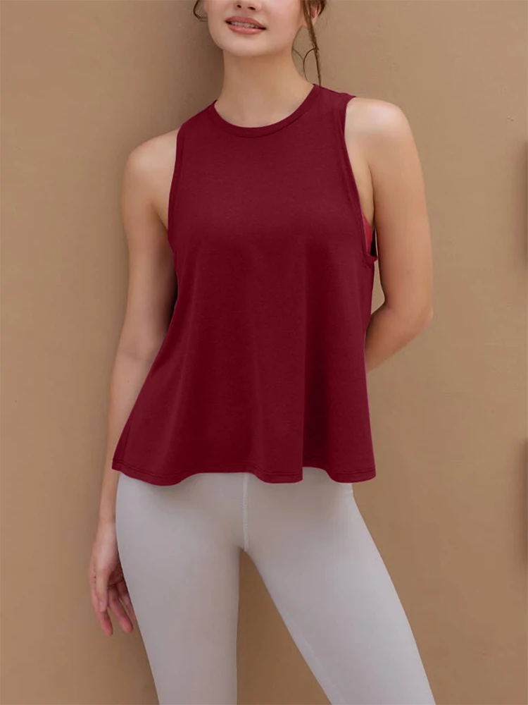 Sleeveless Women's Yoga Shirts Quick Drying Sports Tank Tops Workout Running Vest Breathable Round Neck Gym Shirts Lady Clothing