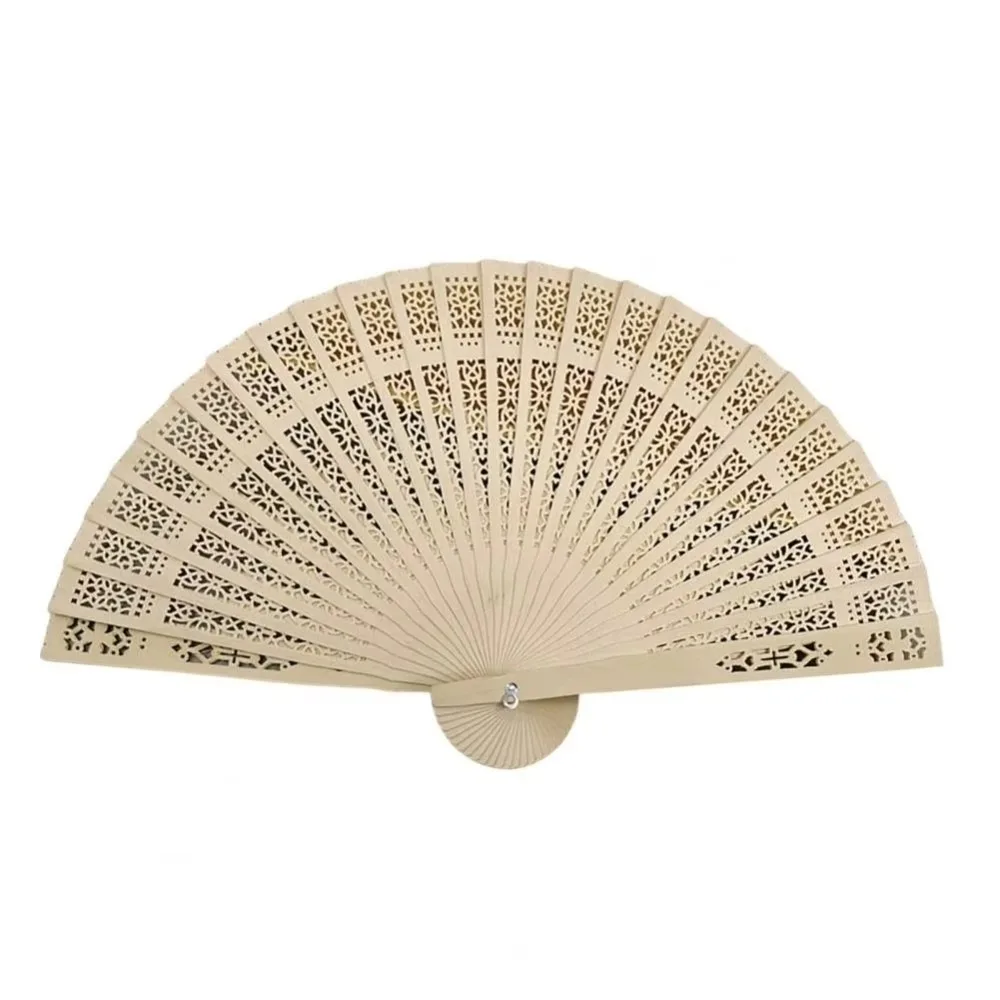 Bamboo Material Handheld Bamboo Fan Wooden Handle Folding Structure Folding Fan Handheld Size Hollow Design Chinese Folding Fans