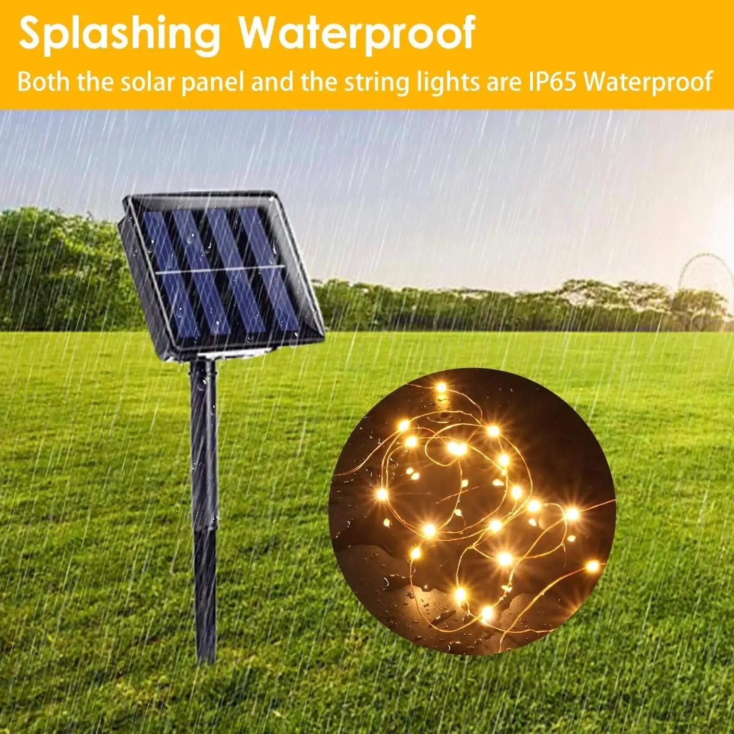 Solar String Lights Outdoor, 2-Pack 80FT 200 LED Christmas Lights, Waterproof Copper Wire 8 Modes Solar Fairy Lights fo