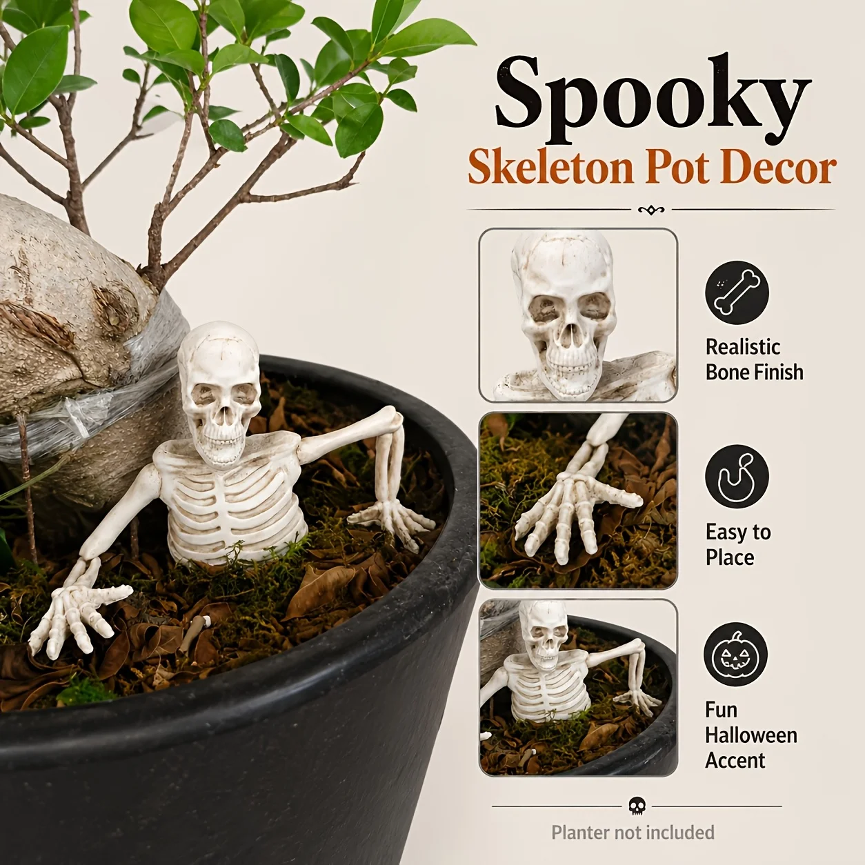 Half-body Crawling Out of the Skull Garden Decoration Ornament Features a Vintage Distressed Design,Suitable for Planting Potted