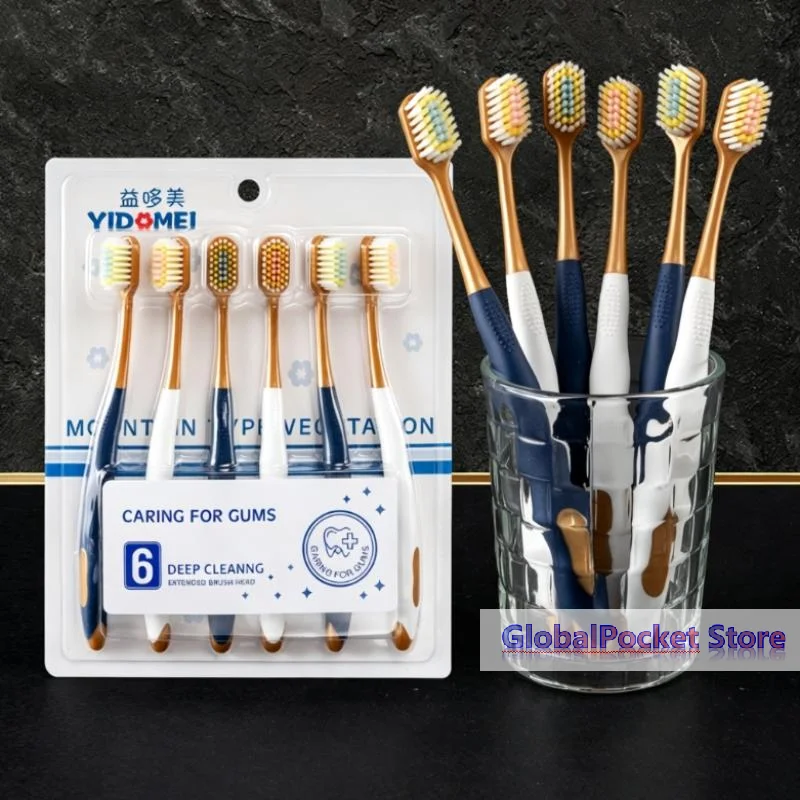 [TG823]6Pcs/Set Toothbrush Adult Soft Hair Household Home Fur - Wide Head Ultra Fine Hair Anti Sensitivity Gum Protection