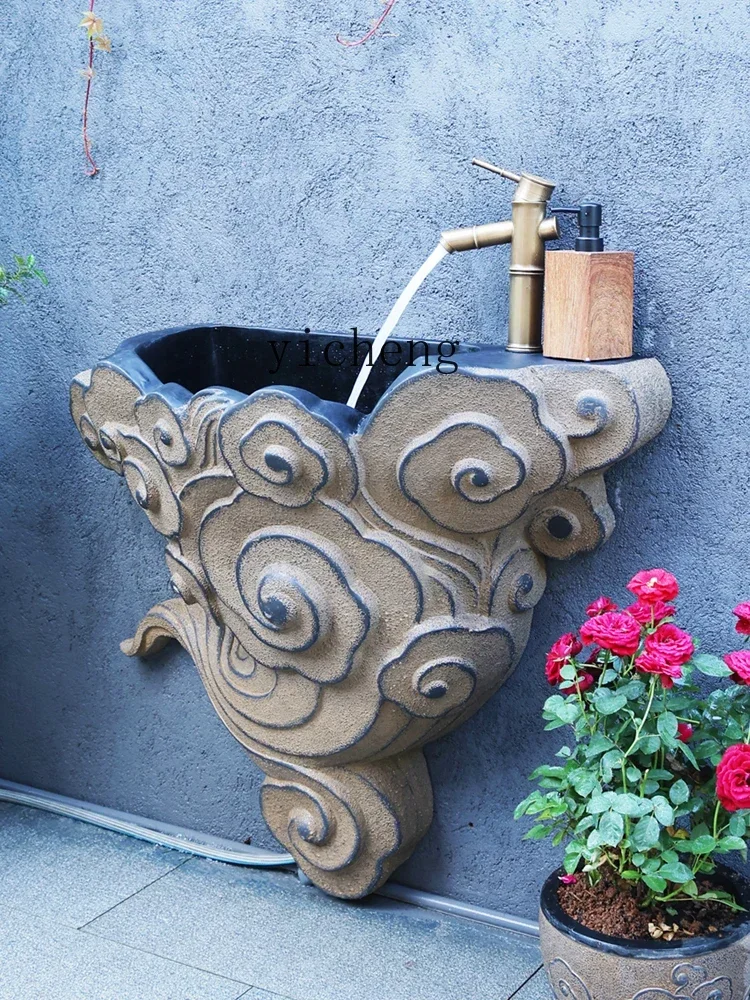 J13  Courtyard Garden Column Basin Wall-Mounted Washbasin Countertop Basin Yard Wall-Mounted Washbasin