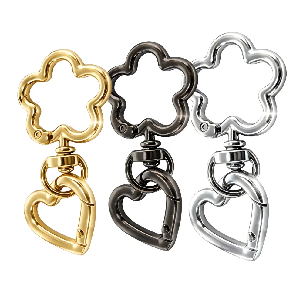 2-50pcs Heart Shape Keychains Metal Spring Keyring Chain Buckle for Keychains, DIY Bag, Craft Making, Purse and Handbag