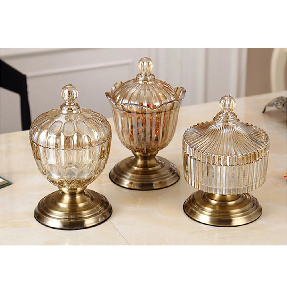 

Crystal Glass Candy Jar European Pattern Design Fine Production Beautiful Gorgeous Retro Classic Household Storage Tank