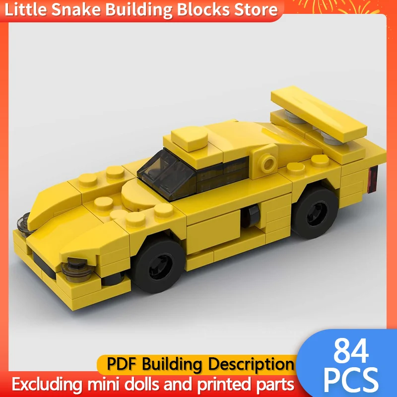 City Car Model MOC Building Bricks GT1-98 Yellow Racing Car Modular Technology Children Holiday Gifts Assemble Toys Suit