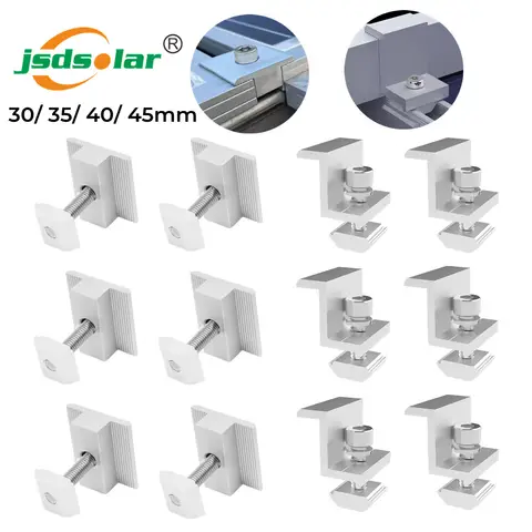 Solar Panel Mounting Fixing Clamp Adjustable Z Bracket Metal End & Mid Clamp PV Panel Clip for Solar System Install Accessories