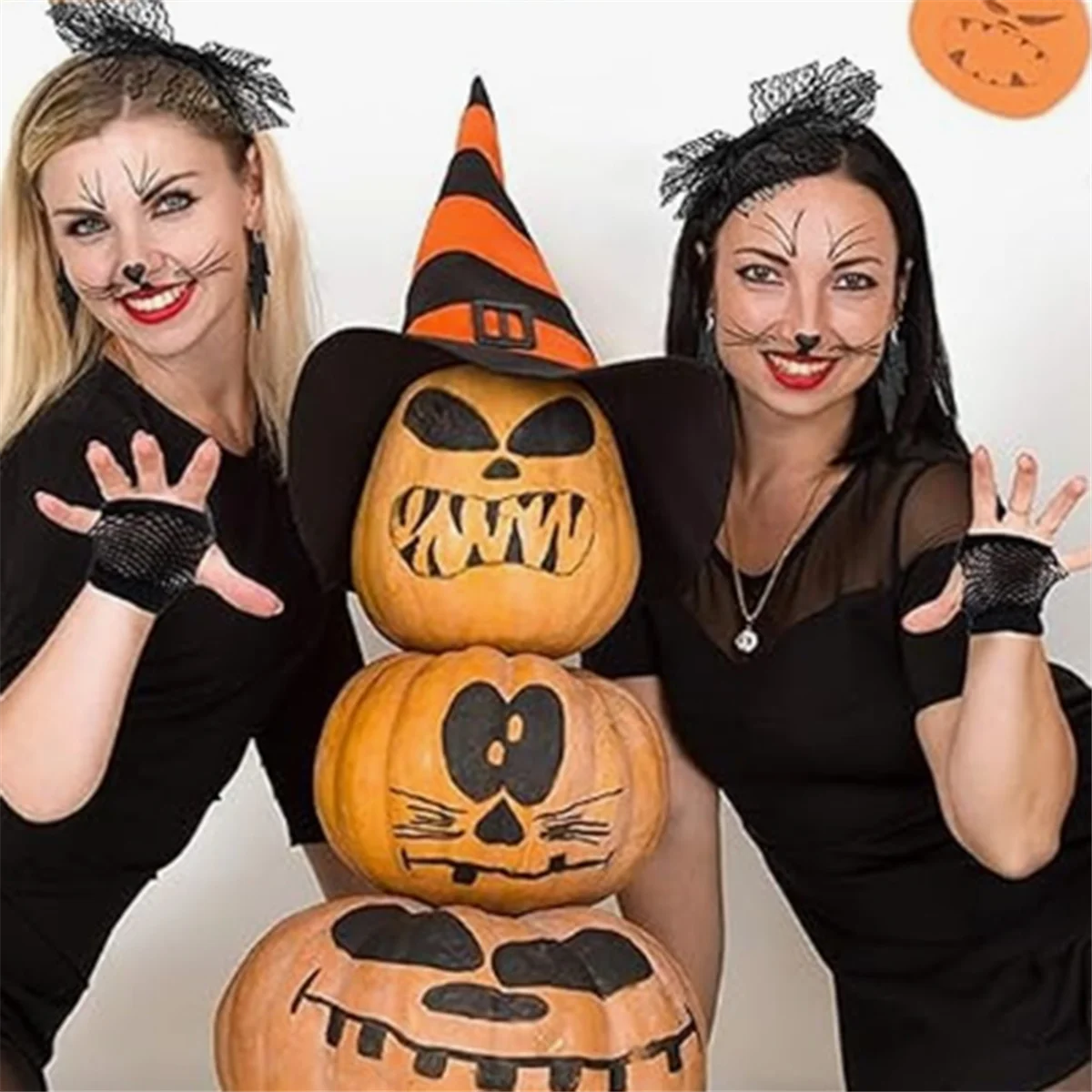 

ABQR 80s Fancy Dress Costume Accessories for Women,Party Set with Lace Headband, Earrings, Fishnet Gloves, Necklace, Bracelet