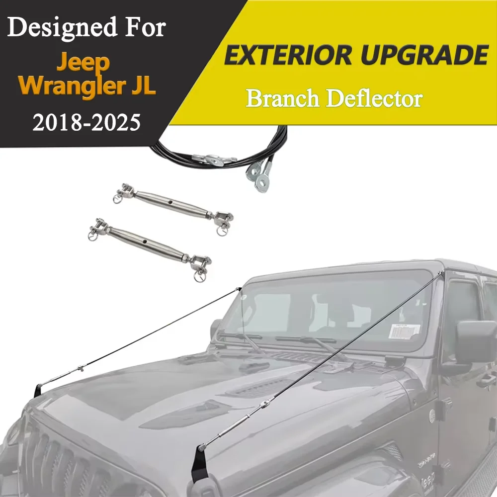 Off-road Branch Deflector‌ For Jeep Wrangler JL Rubicon 2018-2025 Front Windshield Protector Branch Line Outdoor Accessories