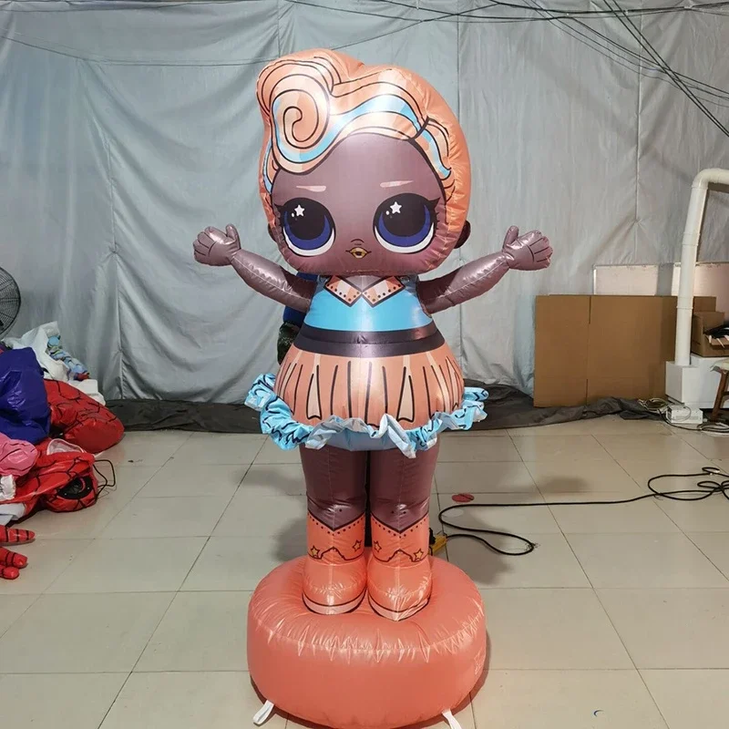 

Customizable Girl Birthday Party Decoration Big Eyes Black Skin Inflatable Cartoon Girl Character