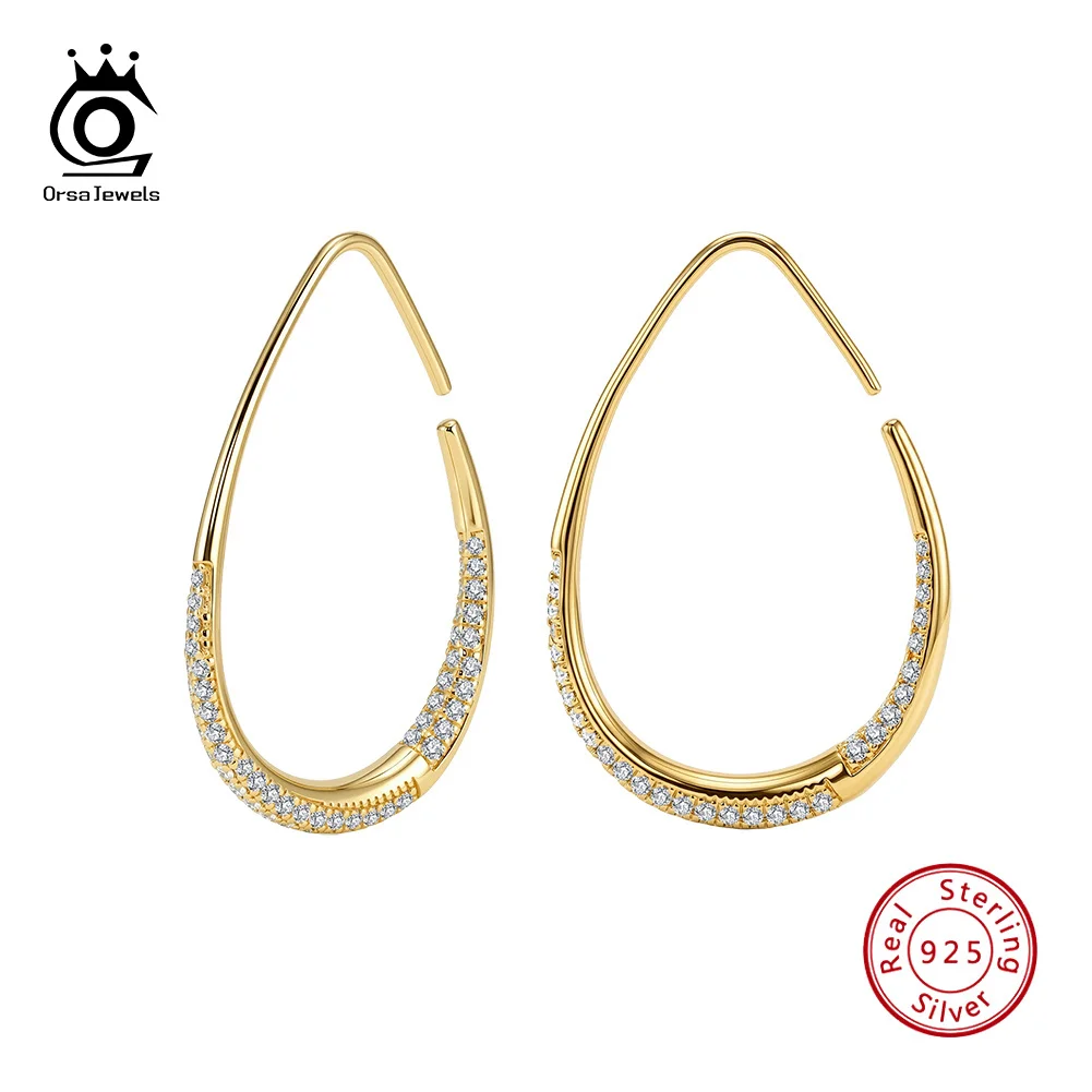 ORSA JEWELS D VVS1 Moissanite Hoop Earrings Sparking Diamond with GRA Original 925 Sterling Silver Hypoallergenic Earring SMOE28