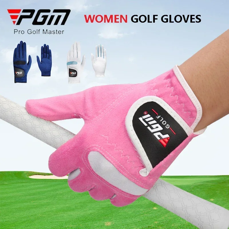 PGM New Golf Gloves Women Left Right Hand Adjustable Mittens Breathable Women's Fiber Cloth Outdoor Sports Full Finger Gloves