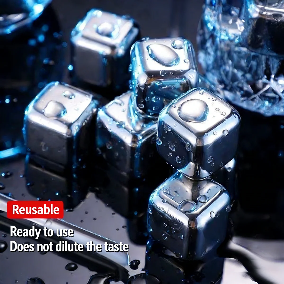 Mehrteilige Edelstahl-Eiswürfel, Schnell-Kühlende Eisweinsteine, Schnell-Kühlende Eiswürfel-Sets, Kreative Metall-Eiswürfel für Gekühltes Bier