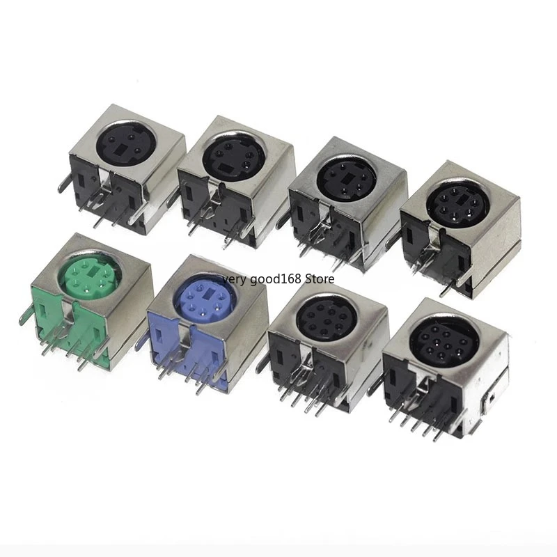 5PCS PS2 Keyboard Socket Female Jack Connector 6P/6 Pin PS-2 Mouse Socket 6Pin purple green black