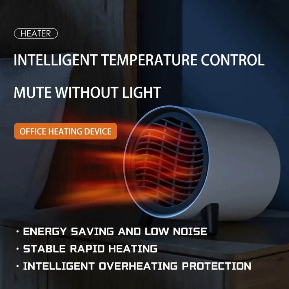 600W Portable Heater PTC Ceramic Desktop Overheat Protection Low Noise Air Circulation Uniform Heating Dual Safety Guard