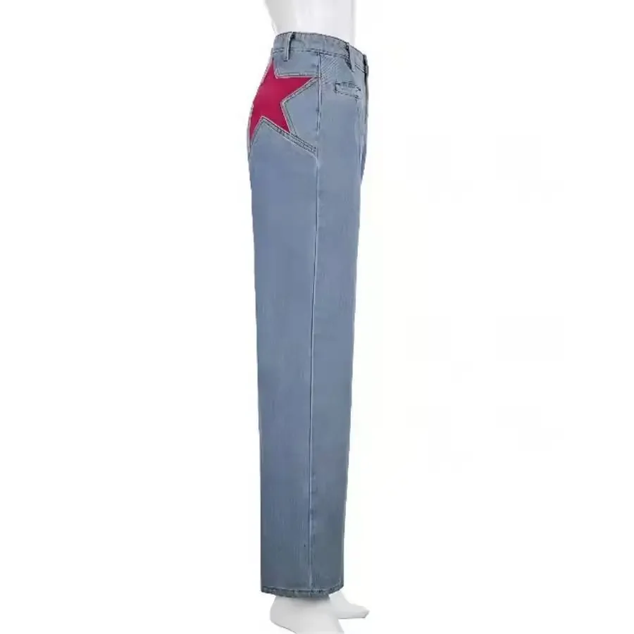 Jean taille moyenne pour femme, pantalon évasé, fermeture éclair, mouche, lavage, poches en denim, High Street, léger, imprimé strech, hiver, 2024