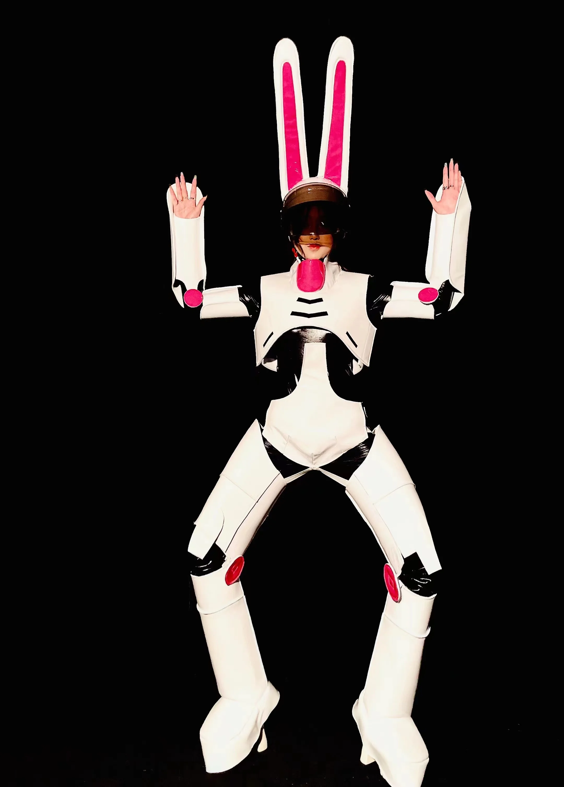 2025 technologia wyczucie królika zbroja Halloween ubrania typu Cosplay Gogo strój tancerza impreza w klubie nocnym Drag Queen kostium sceniczny yj281