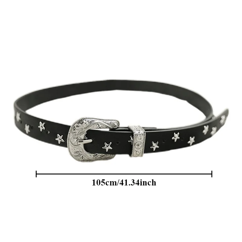 American-Style Trendy Retro Five-Pointed Star Women's Versatile Belt High-End Versatile and Unique Leather Belt Accessories