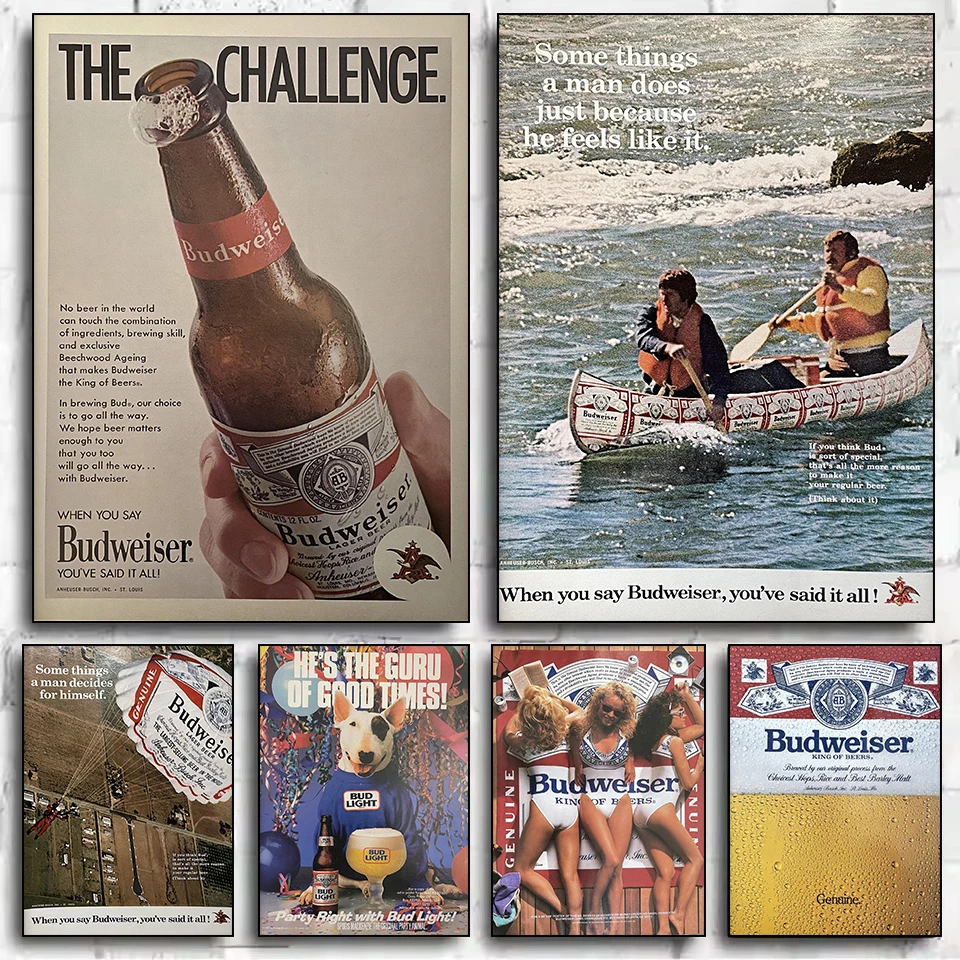 Budweiser Beer Retro Advertisement Poster Print Canvas Pictures Home for Living Room Wall Modern Decor Frameless Painting
