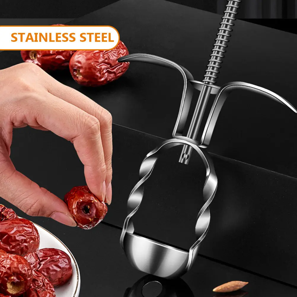 Red Date Core Pitter Cherry Pitter Tool Manual Stainless Steel Fruit Pit Remover Compact Lightweight Kitchen Essential for Daily