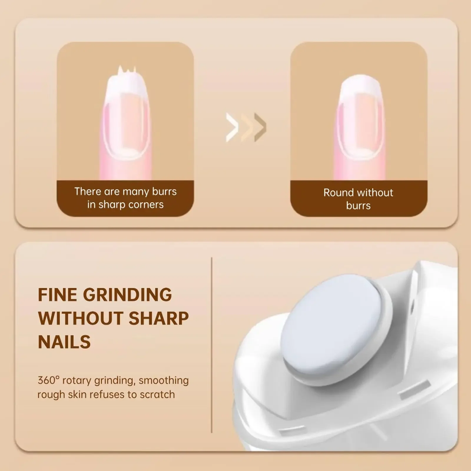 Electric Nail Trimmer Rechargeable Pain-Free Technology Automatic Fingernail & Toenail Clipper with Led Light Grinding Head Port