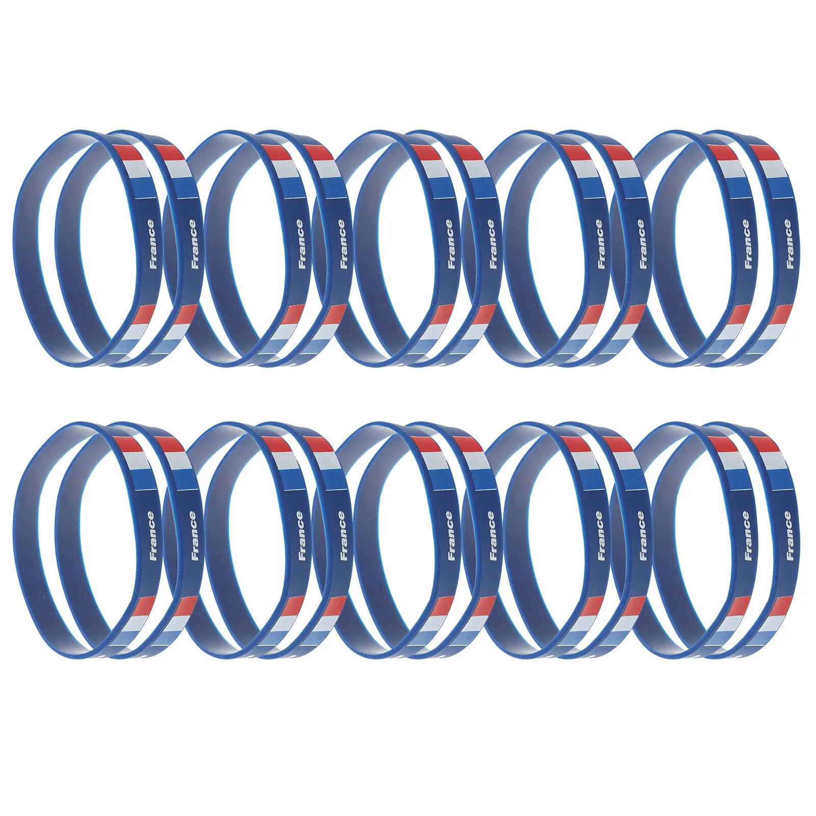 

20Pcs Silicone French Flag Wristband Unisex Athletic Comfort Fit Vivid Flag Print for Soccer Football Games Patriotic Events