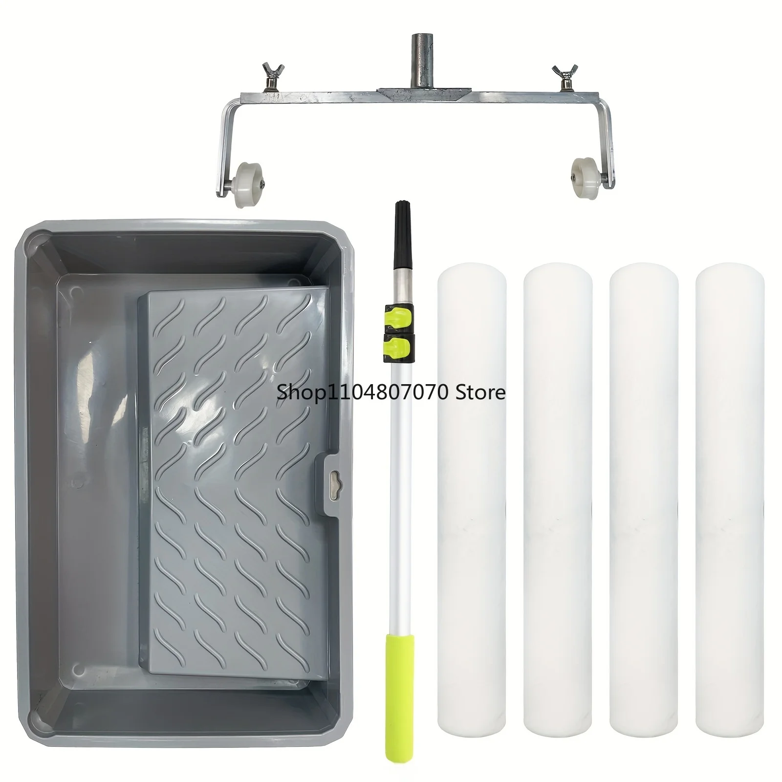 20 inch tray with 18 inch roller set - includes 1 tray+4 roller brushes+roller frame+extension rod, large-area painting tool
