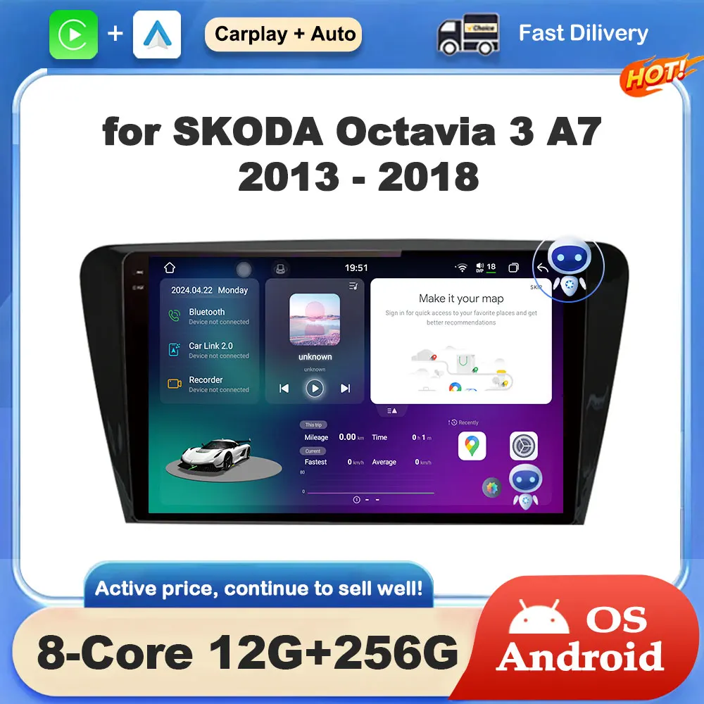 

10.1 inch for SKODA Octavia 3 A7 2013 - 2018 Android System GPS Navigation Car Video Multimedia Radio Player Bluetooth Head Unit
