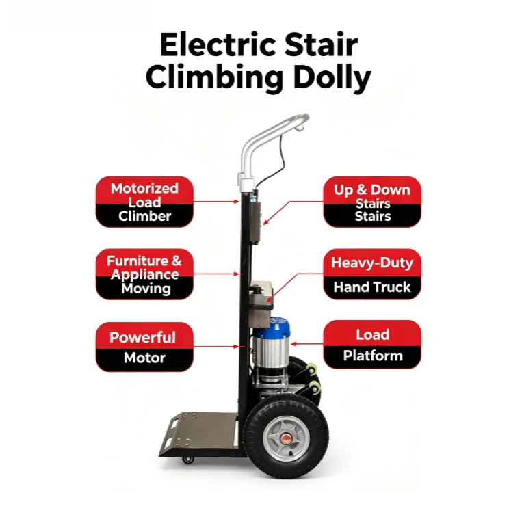 Electric Cargo Stair Climber Powered Stair‑Climbing Trolley for Furniture Home Appliance Delivery Heavy Load Moving Hand Dolly