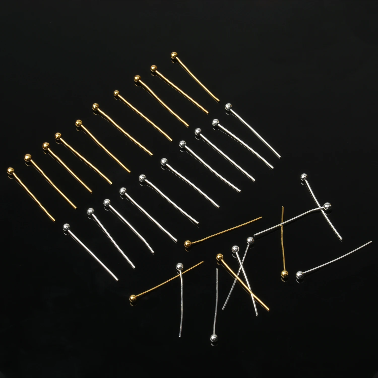 400pcs 20mm Boxed Gold Silver Color Ball Pins Head Pins For Jewelry Making Findings Earrings DIY Accessories Ball Pins Needles