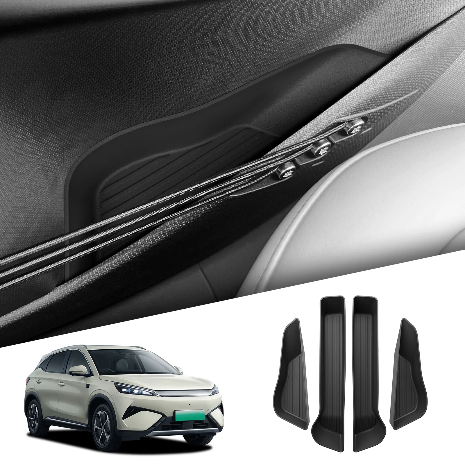 

Органайзеры LUCKEASY для дверных ручек (передние и задние) для BYD ATTO3 ATTO 3 YUAN PLUS 2025 2026, TPE, 4 шт.