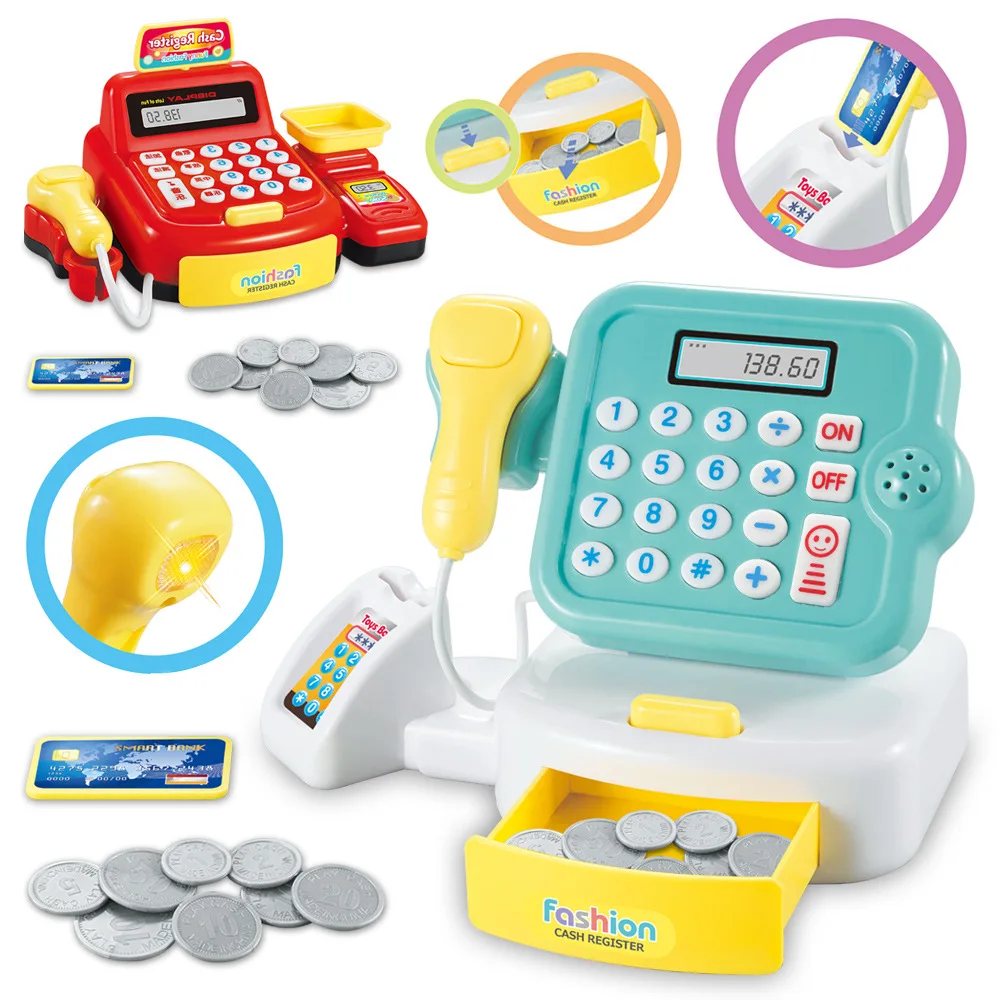 Creative Children Cash Register Toys Girls Play House Toys With Sound And Lights Simulation Scanner Supermarket Cashier Toys