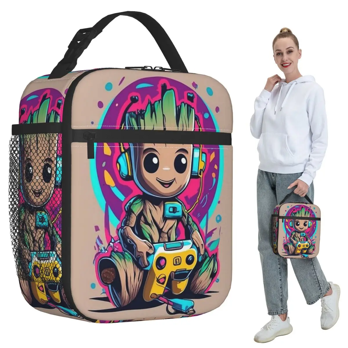 

Groot Cartoon Insulated Lunch Bag for Kids School Cooler Thermal Food Box Tote Portable Lunch Boxes Container
