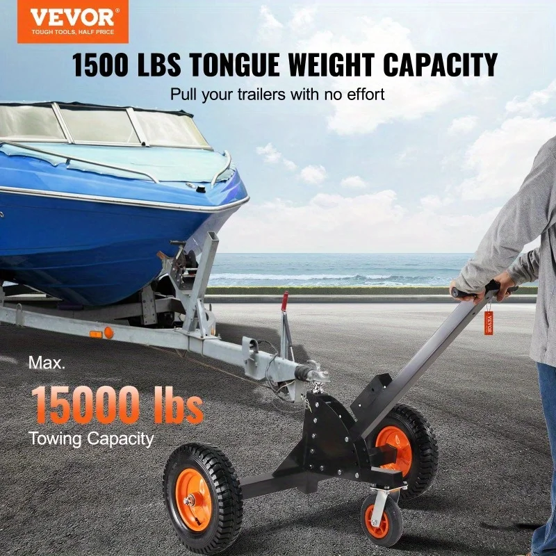 VEVOR Adjustable Trailer Dolly, 1500lbs Tongue Weight Capacity, 2 in 1 Trailer Mover with 23.6''-35.4'' Adjustable