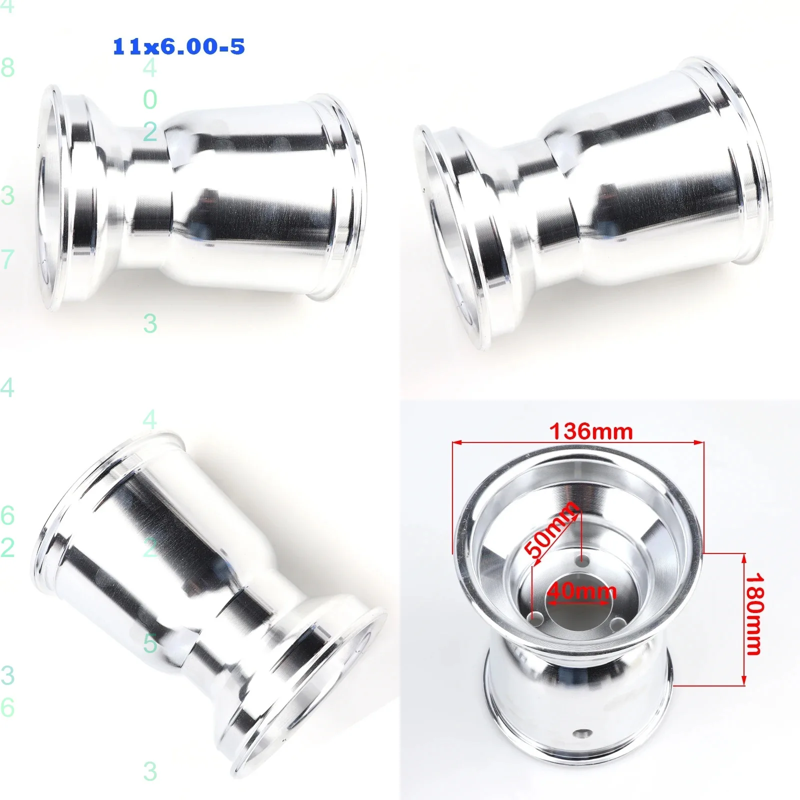 11x7.10-5 11x6.00-5 Aluminum Alloy Rear Wheel Hub 5''x180mm Rims for Go Kart Drift Trike