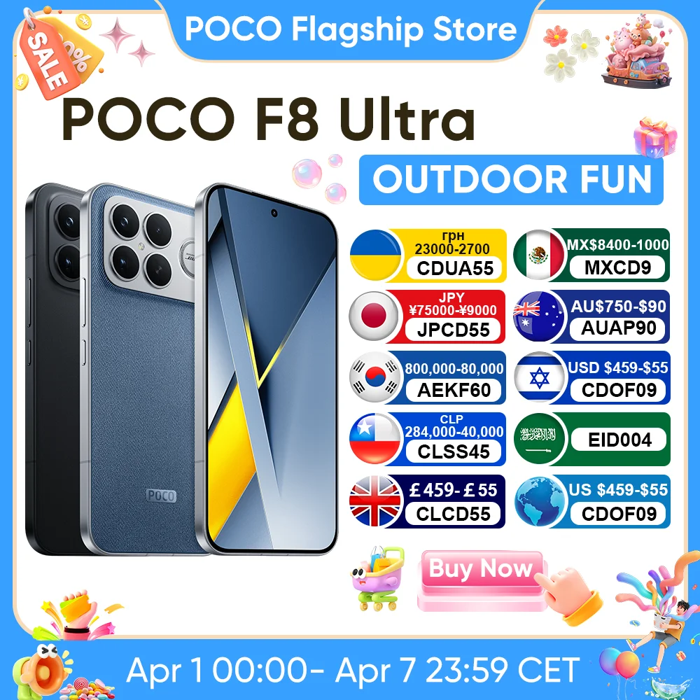 Оригинальный смартфон POCO F8 Ultra Global Version Snapdragon 8 Elite Gen 5 6,9 дюйма, 6500 мАч, 100 Вт, HyperCharge, 50 Вт, беспроводной NFC