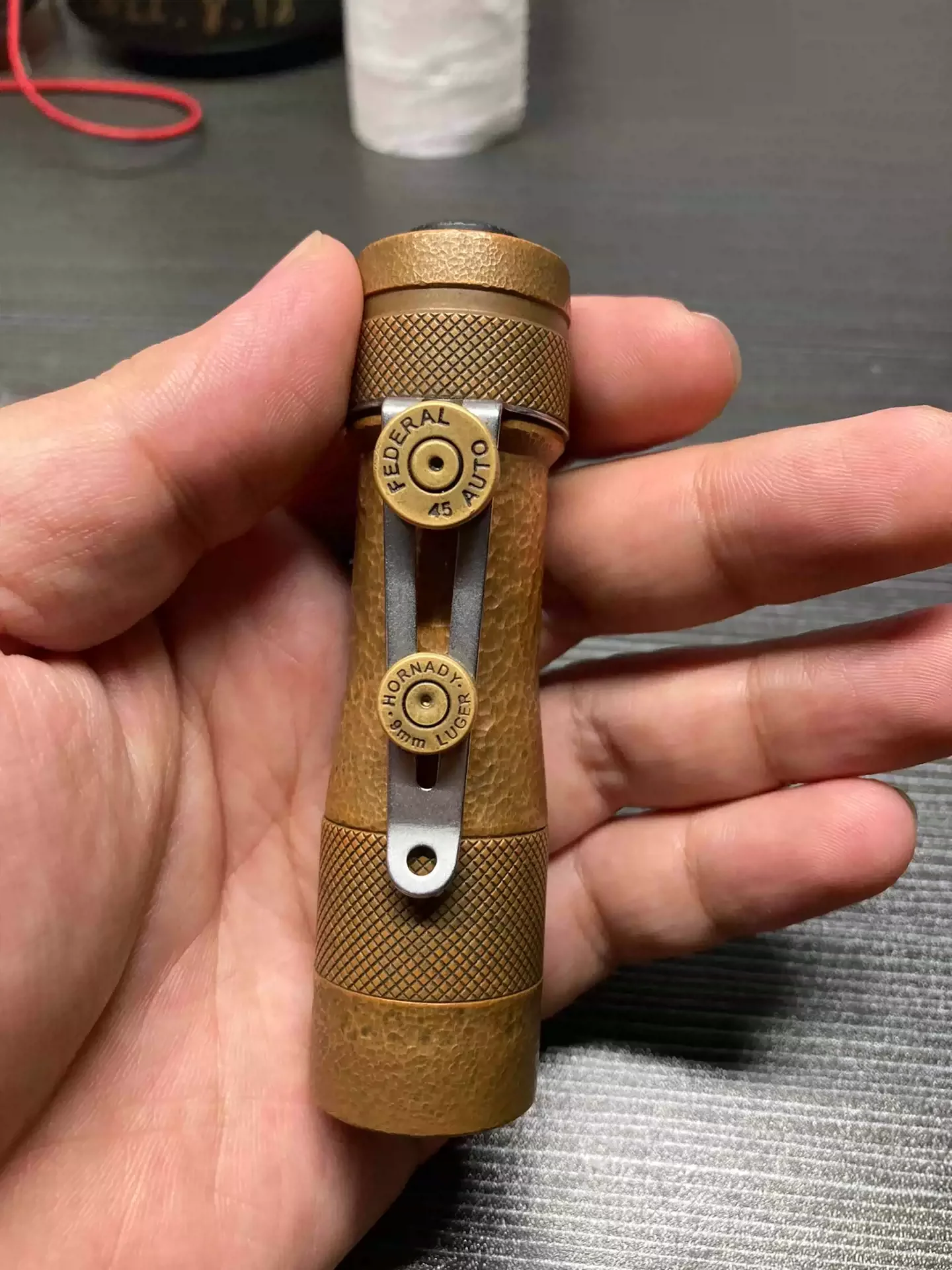 Thundering Rabbit FW3a Red Copper Hammer Pattern EDC Flashlight