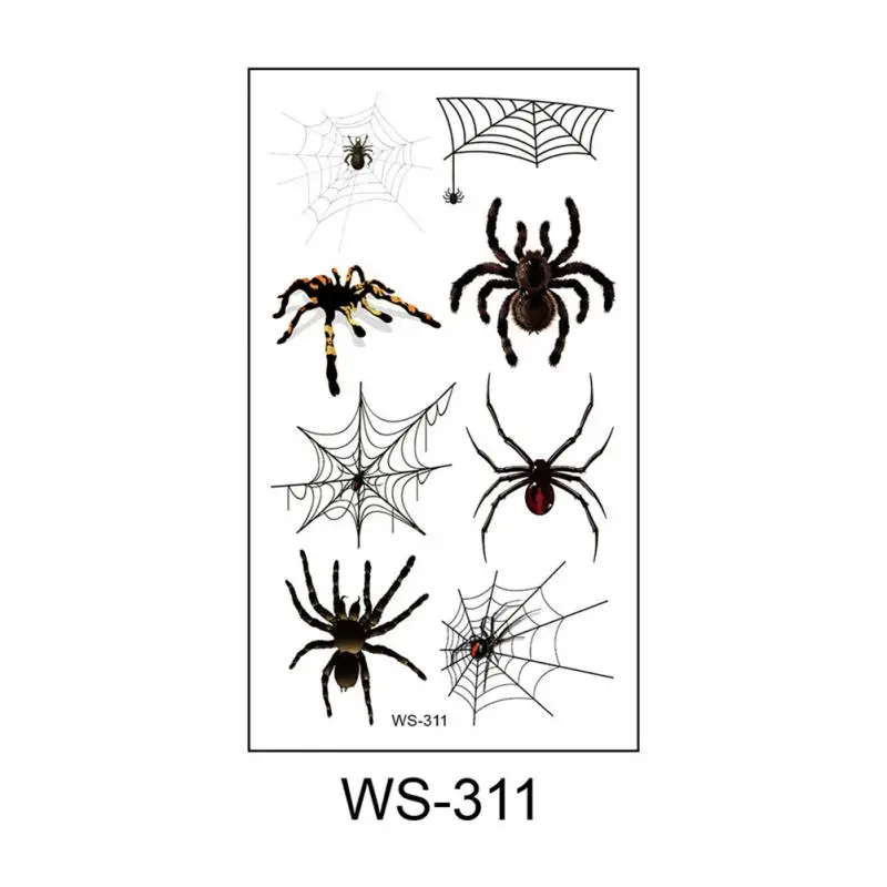 2PCS Horror Dark 3D Spider Temporary Tattoo Stickers For Halloween Waterproof Hand Arm Body Art Fake Tattoo Sticker Women Men