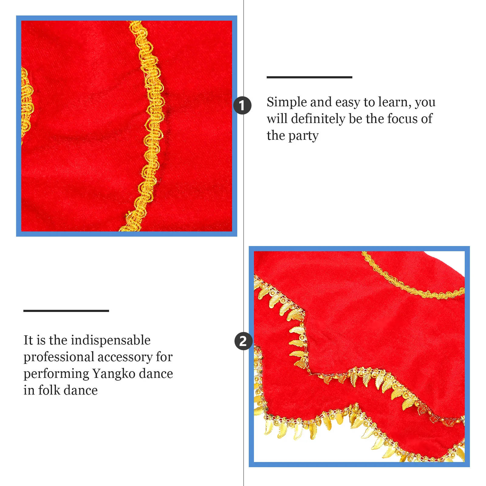 

2Pcs Octagonal Dance H kerchiefs Strong Cloth Long Life Children Performances Stage Square Yangko Inner Ring Comfortable Softer