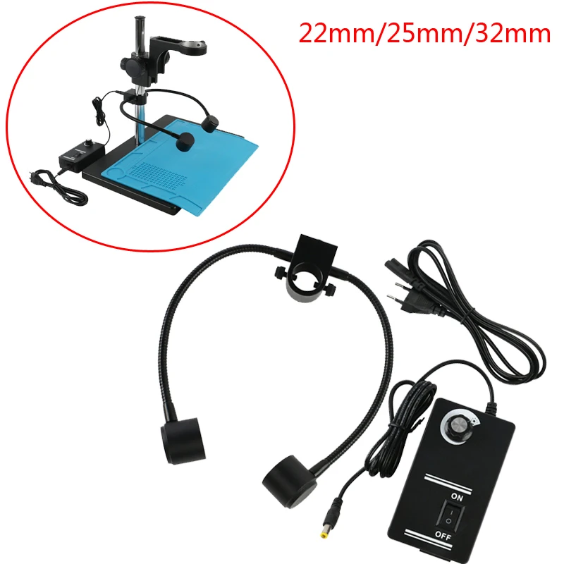 Lampe d'éclairage latéral LED réglable 32mm 25mm 22mm à double spot pour microscope stéréoscopique trinoculaire et caméra
