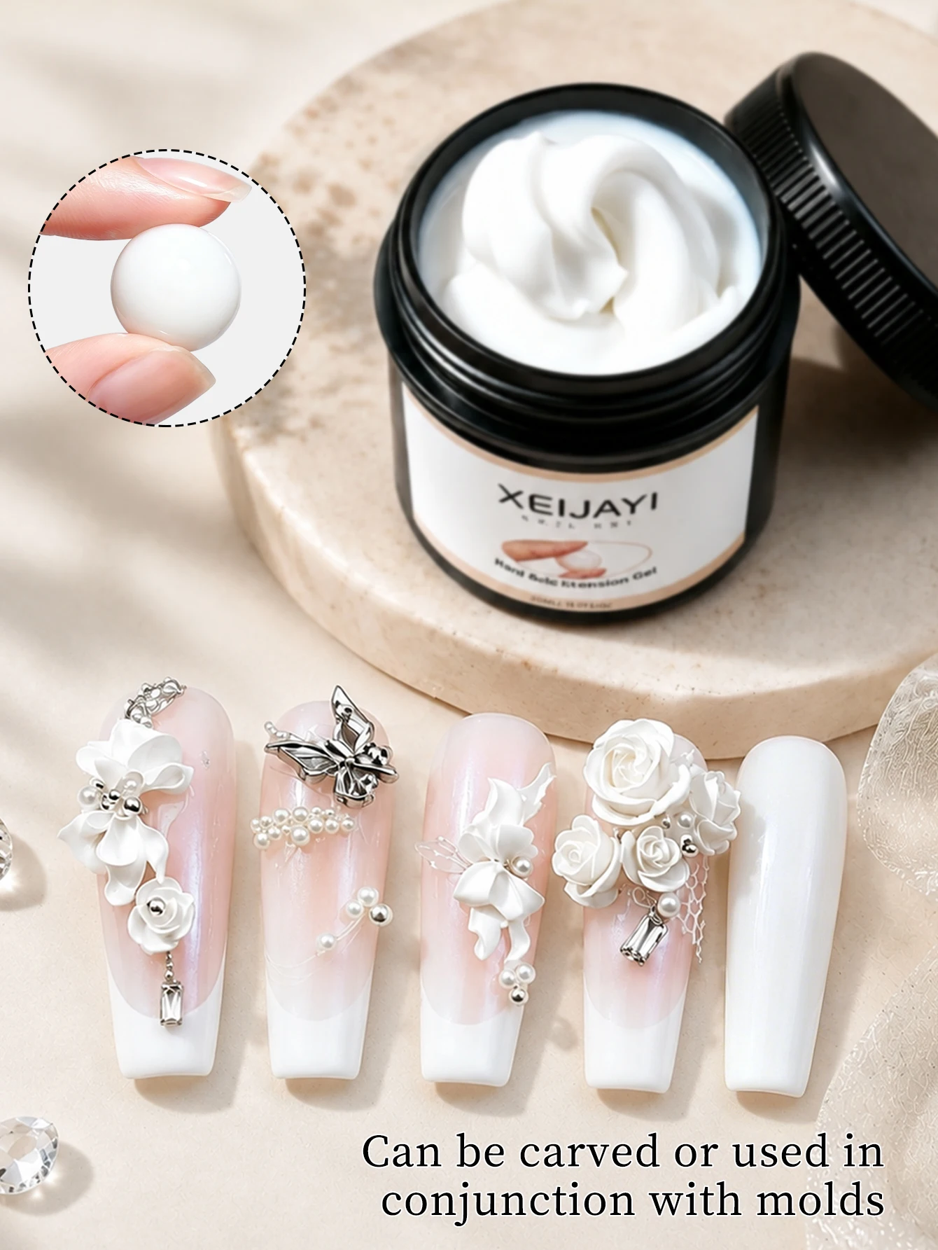 XEIJAYI 1 Stück 100g Weißes Weiches Nageltips-Gel für Künstliche Nägel UV-Gel Nagelverlängerung Funktionelles Design Maniküre-Werkzeuge – Detail 9
