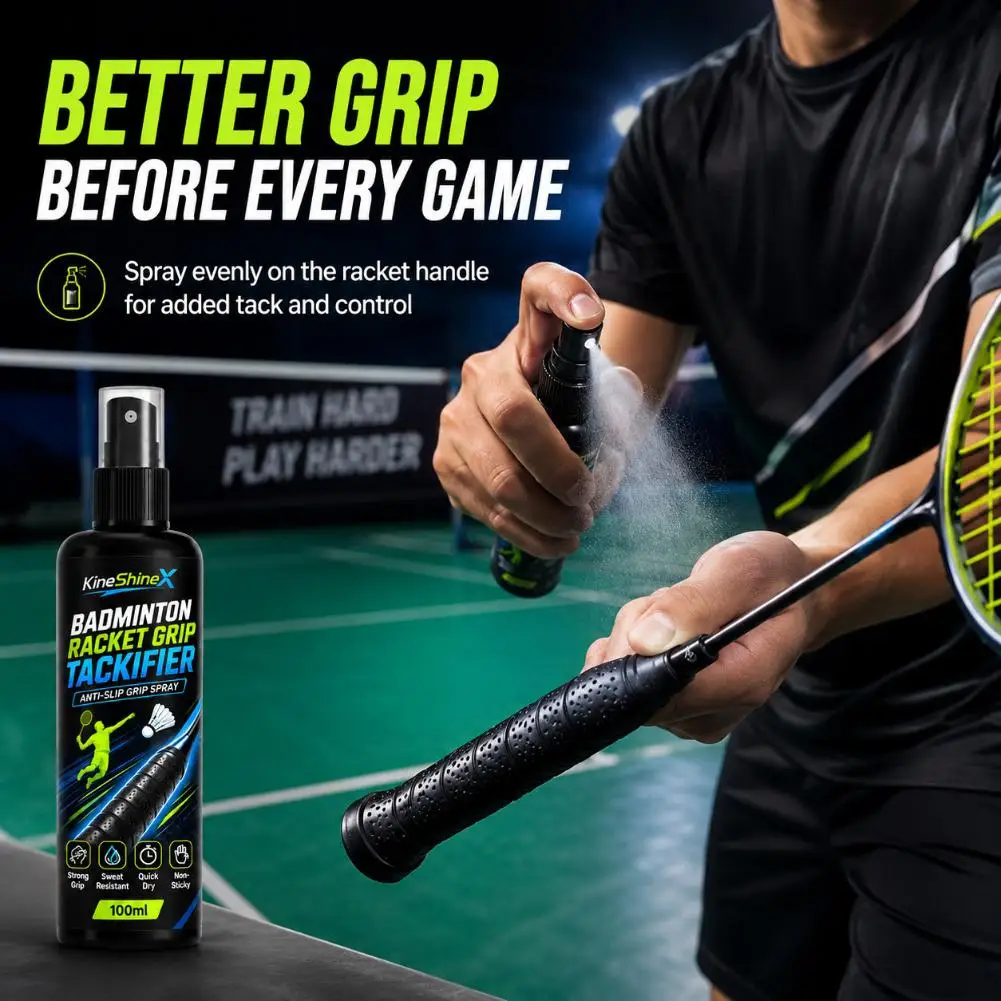 Anti-Slip Grip Spray for Tennis Badminton Racket Sweat-Absorbent Hand Tackifier Sports Grip Enhancer