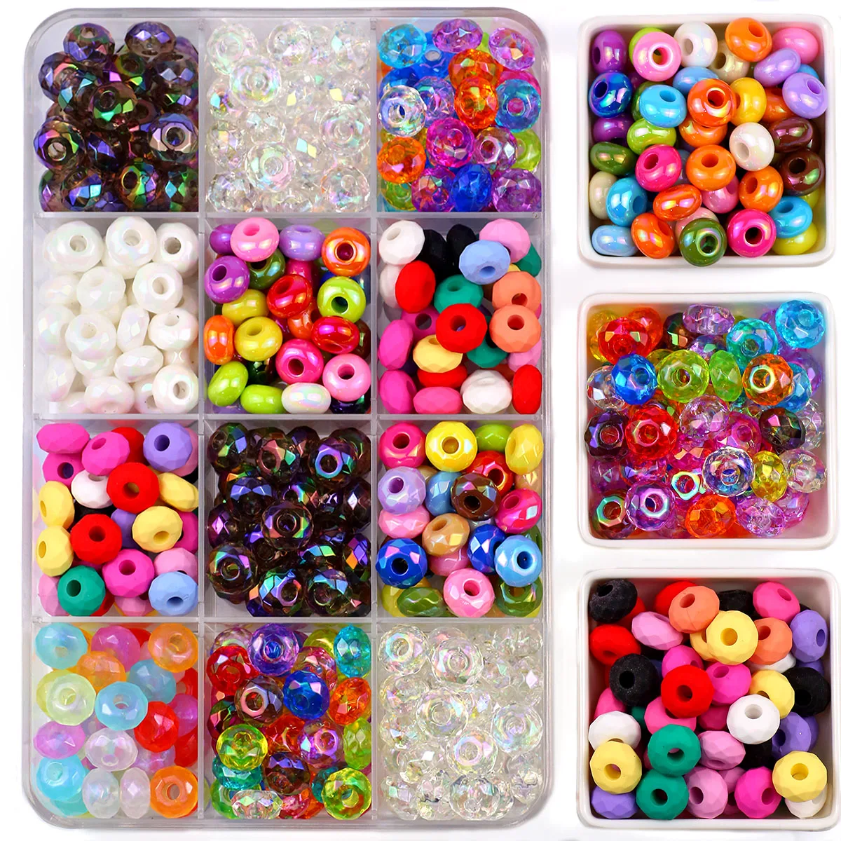 Bunte UV-Radkristallperlen mit großem Loch, Glasabstandshalter, lose Perlen, 14 mm, für Schmuckherstellung, Armbänder, Halsketten, DIY-Zubehör