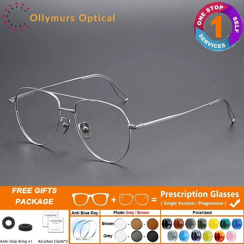 

New Arrival Double Bridge Aviation Eyeglasses Men Woman Aviat Titanium Frame Prescription Female Male Ultralight Eyewear Vintage