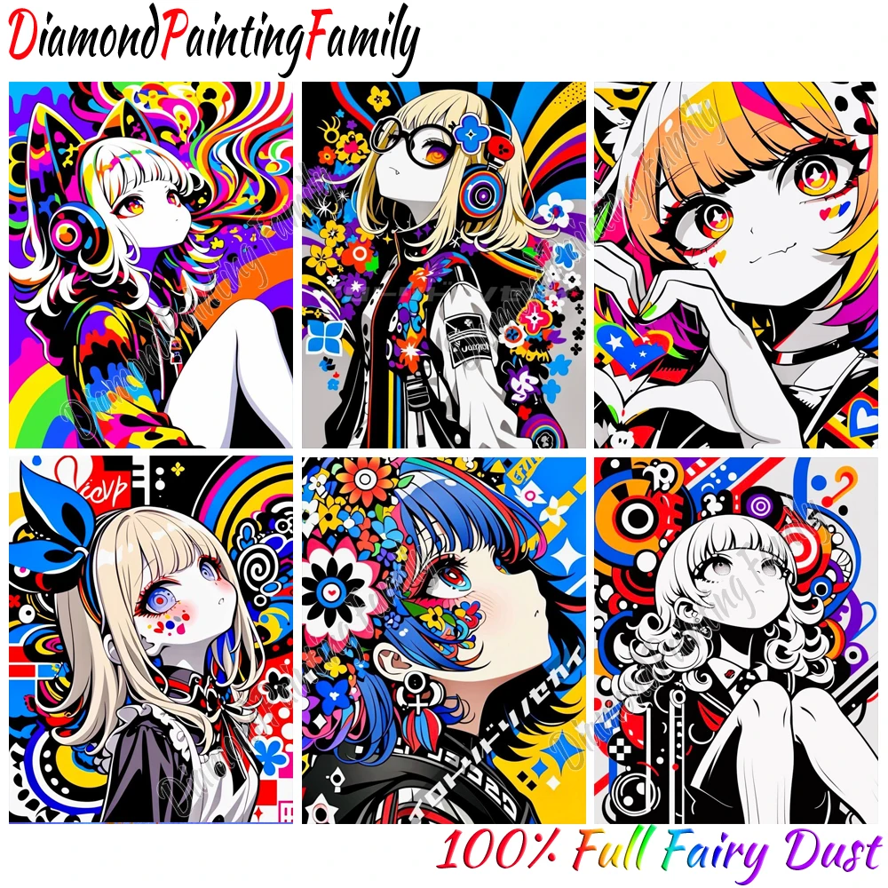 Diamond Painting Family Full Fairy Dust Crystal Resin Diamond Dot Arts Pray Girls AB Drill Embroidery Set Mosaic Painting Kits